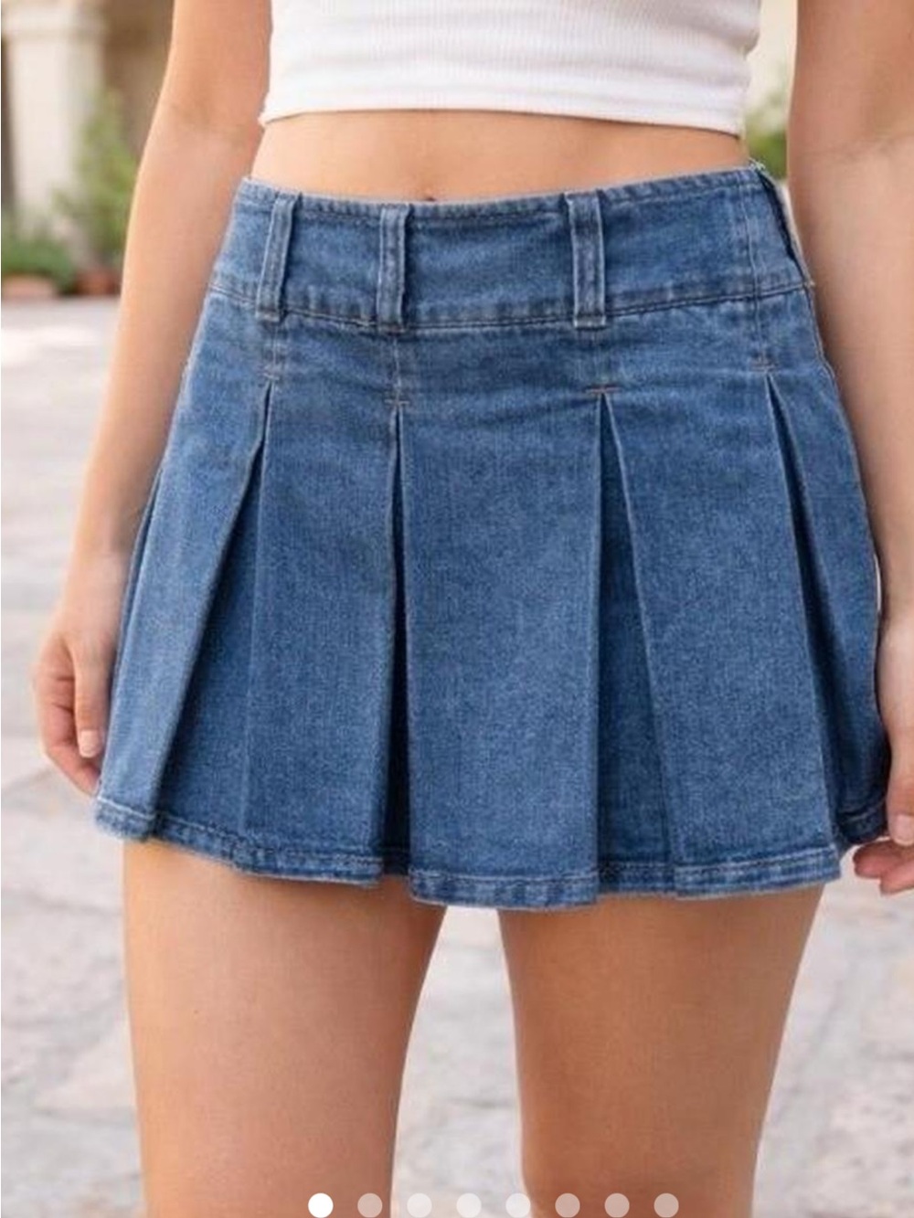 Almost Famous Blue Pleated Denim Mini Skort